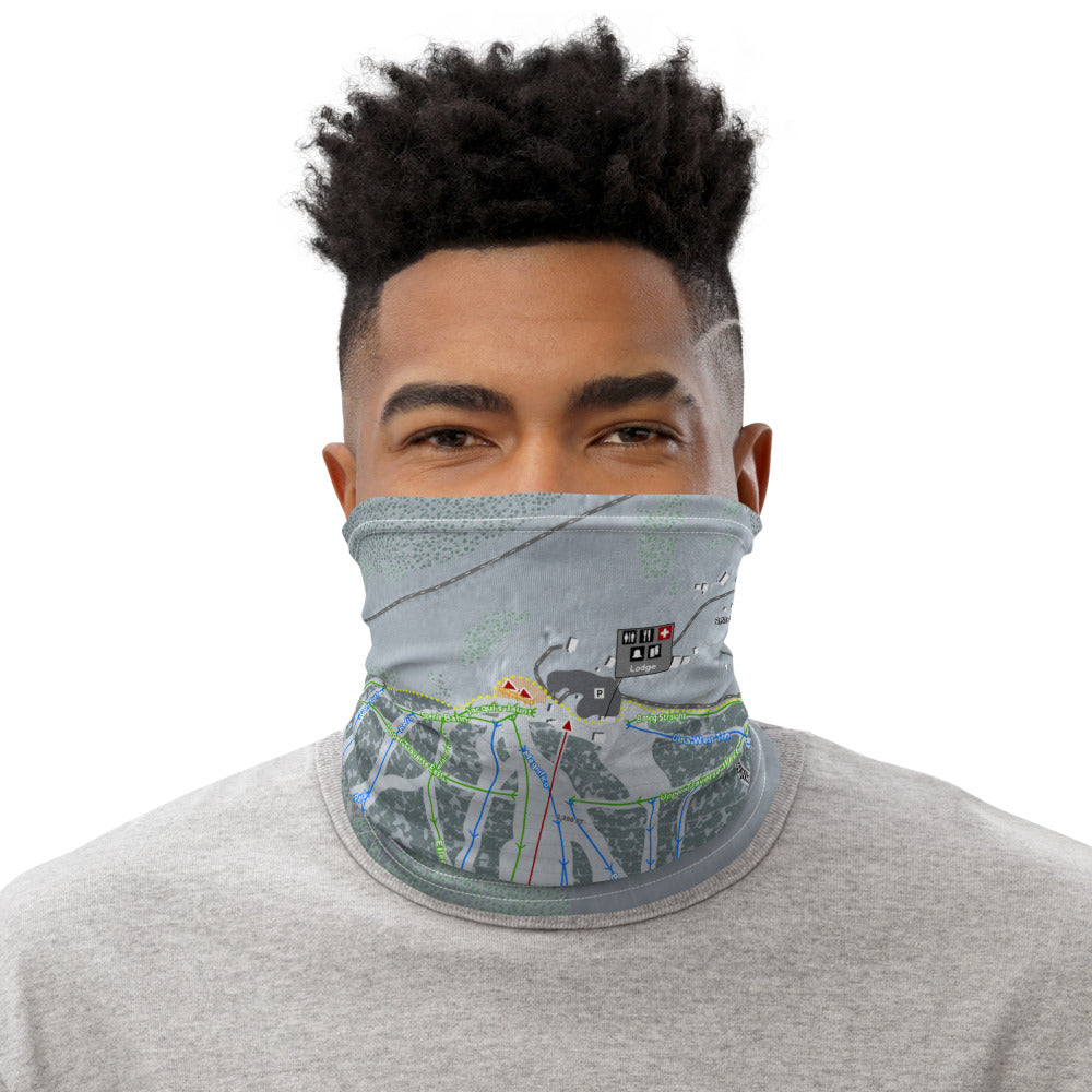 Ski Land, Alaska Ski Trail Map Printed Neck Gaiter - Powderaddicts