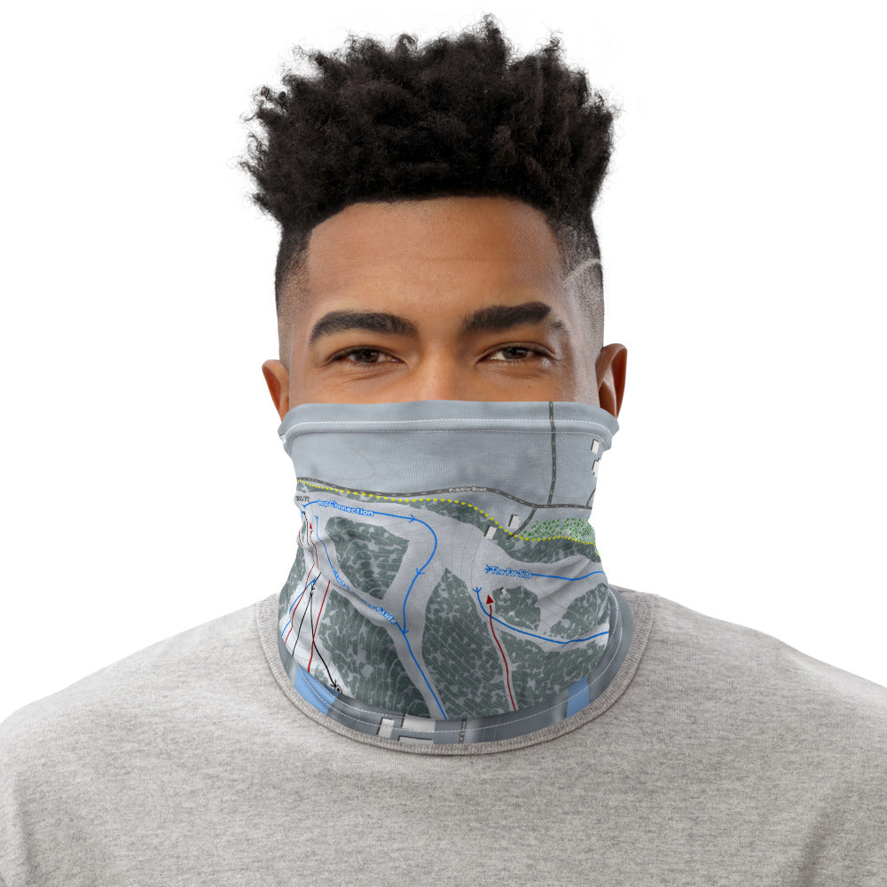 Perfect North Slopes, Indiana Ski Trail Map Printed Neck Gaiter - Powderaddicts