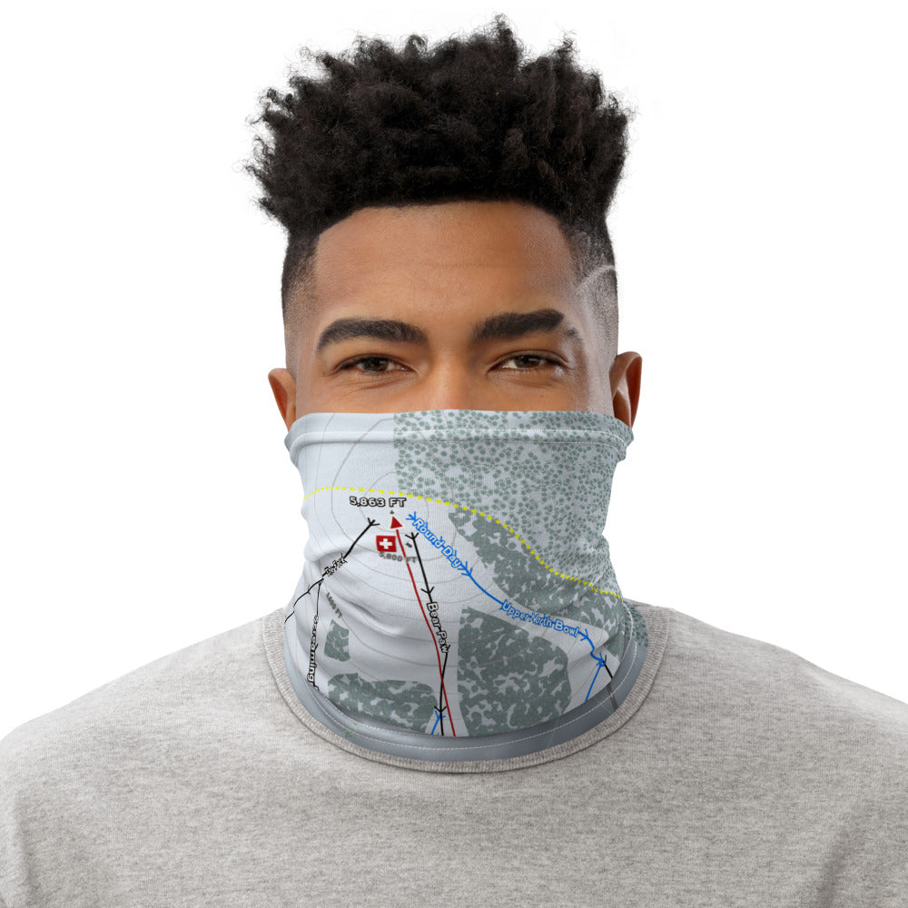 Bear Paw, Montana Ski Trail Map Printed Neck Gaiter - Powderaddicts