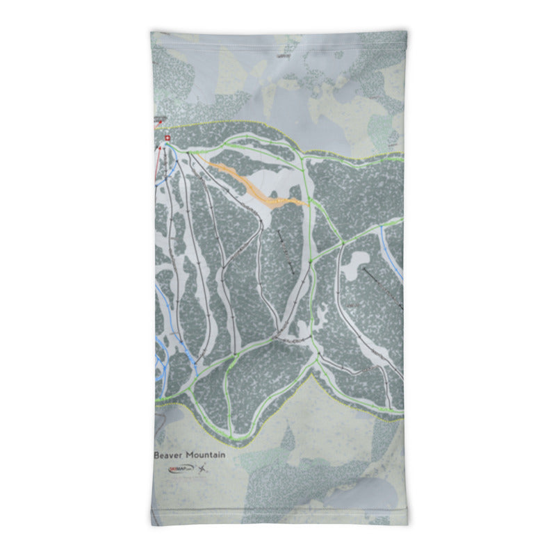 Beaver Mountain, Utah Ski Trail Map Printed Neck Gaiter - Powderaddicts