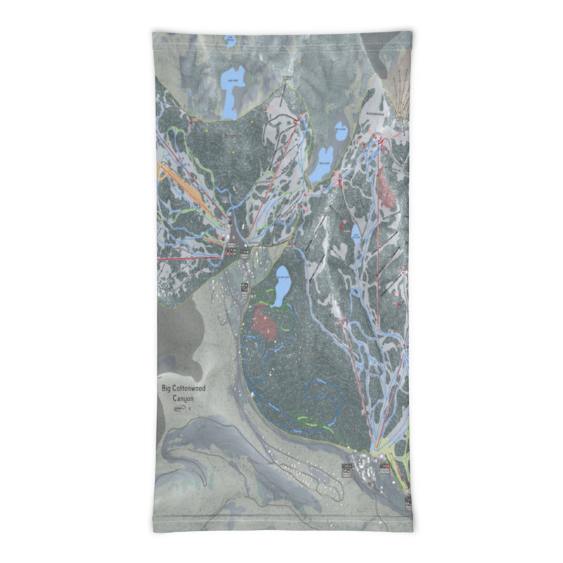 Big Cottonwood Canyon, Utah Ski Trail Map Printed Neck Gaiter - Powderaddicts