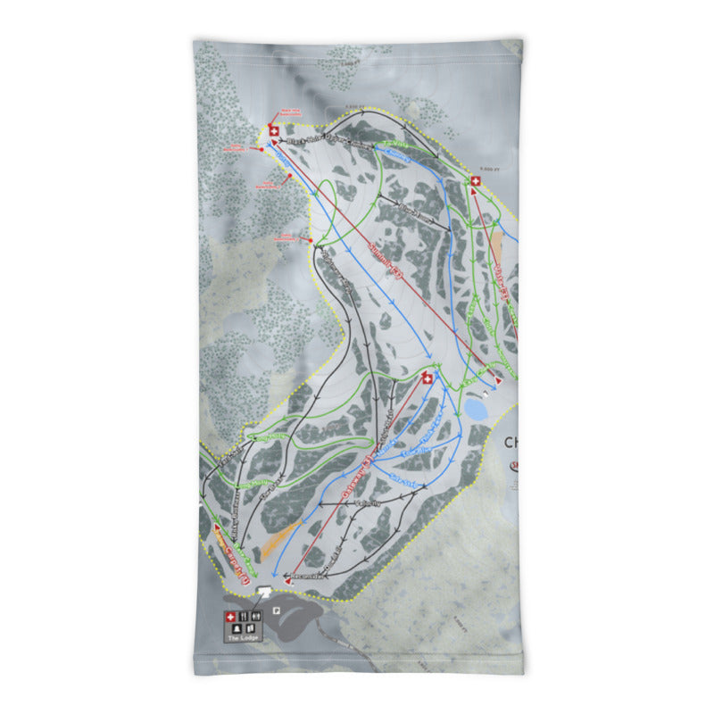 Cherry Peak, Utah Ski Trail Map Printed Neck Gaiter - Powderaddicts