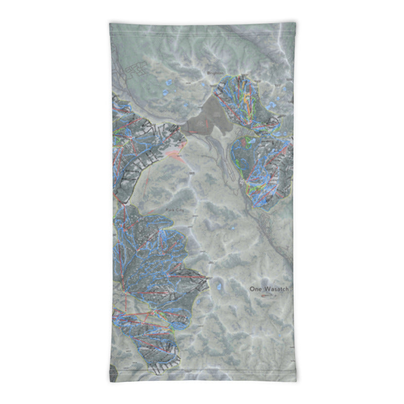 One Wasatch, Utah Ski Trail Map Printed Neck Gaiter - Powderaddicts