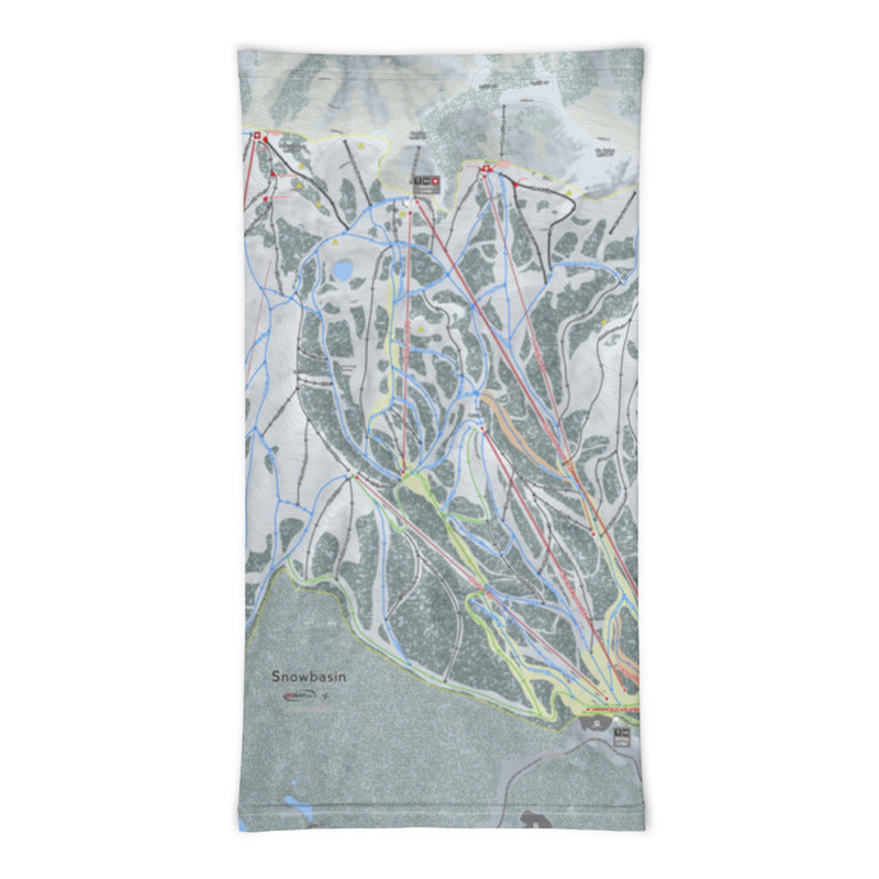 Snowbasin, Utah Ski Trail Map Printed Neck Gaiter - Powderaddicts