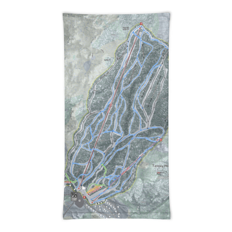 Tenney Mountain, New Hampshire Ski Trail Map Printed Neck Gaiter - Powderaddicts