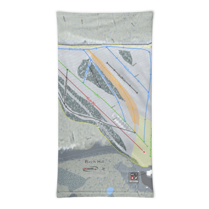 Birch Hill, Alaska Ski Trail Map Printed Neck Gaiter - Powderaddicts