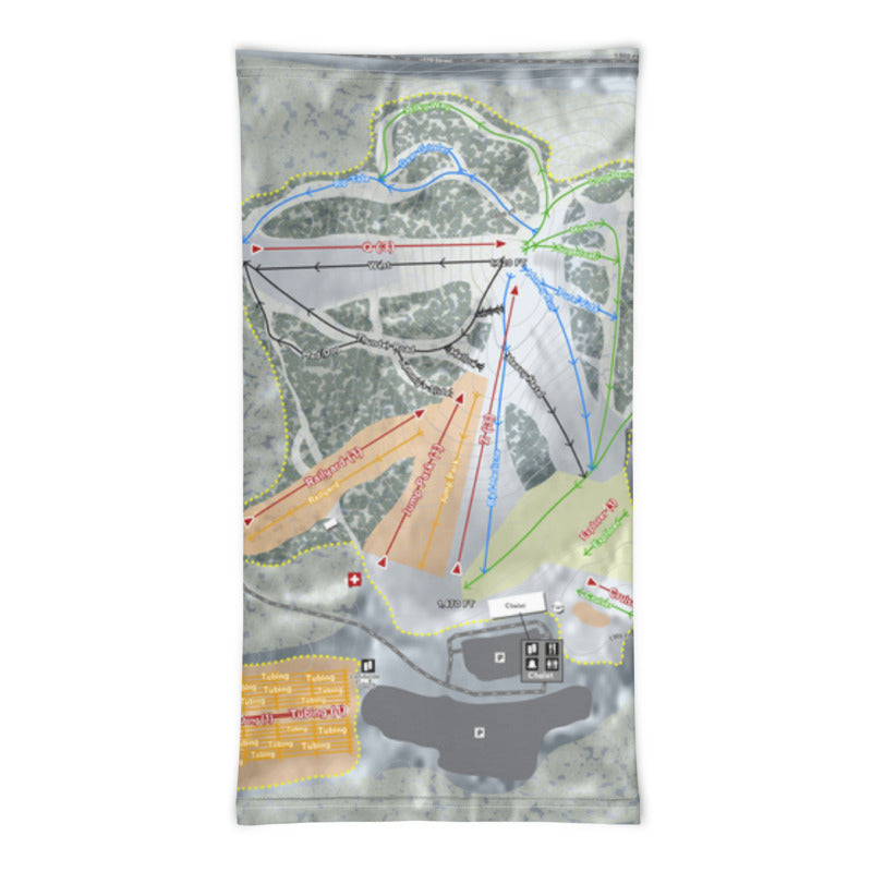 Detroit Mountain, Minnesota Ski Trail Map Printed Neck Gaiter - Powderaddicts