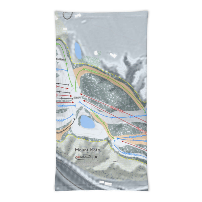 Mount Kato, Minnesota Ski Trail Map Printed Neck Gaiter - Powderaddicts