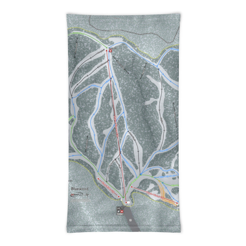 Bluewood, Washington Ski Trail Map Printed Neck Gaiter - Powderaddicts