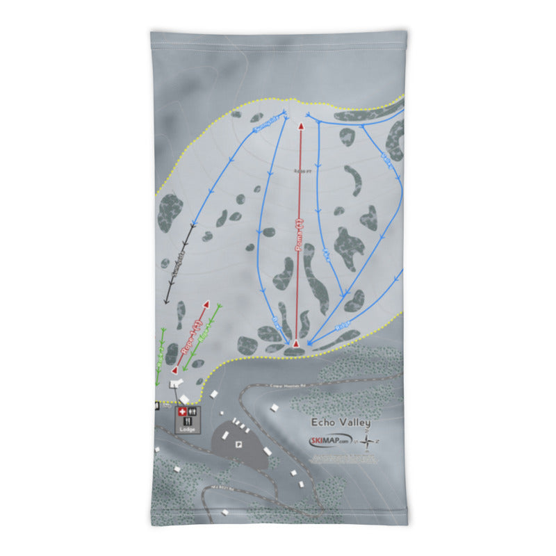 Echo Valley, Washington Ski Trail Map Printed Neck Gaiter - Powderaddicts