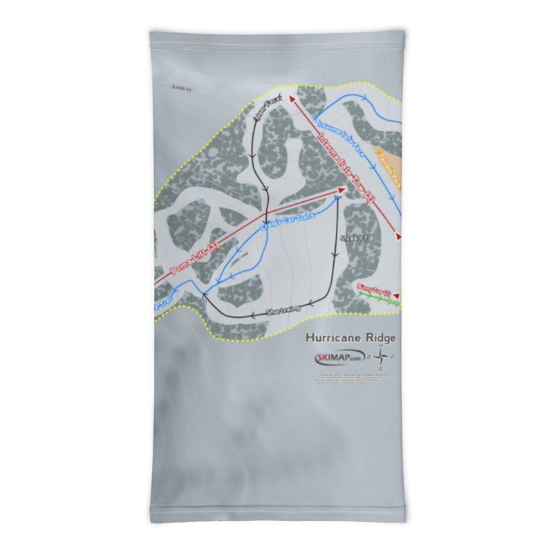 Hurricane Ridge, Washington Ski Trail Map Printed Neck Gaiter - Powderaddicts