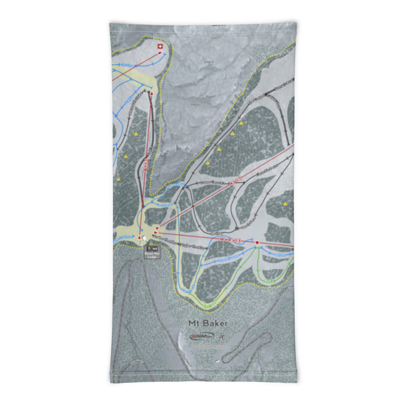 Mt. Baker, Washington Ski Trail Map Printed Neck Gaiter - Powderaddicts