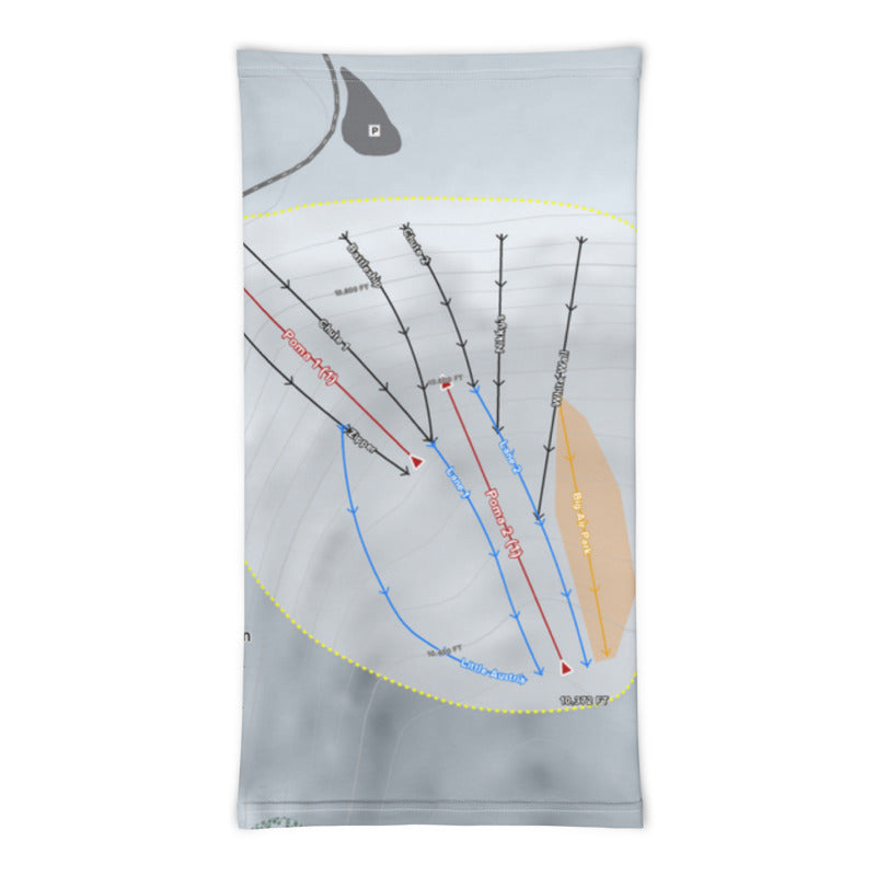 Beartooth Basin, Wyoming Ski Trail Map Printed Neck Gaiter - Powderaddicts