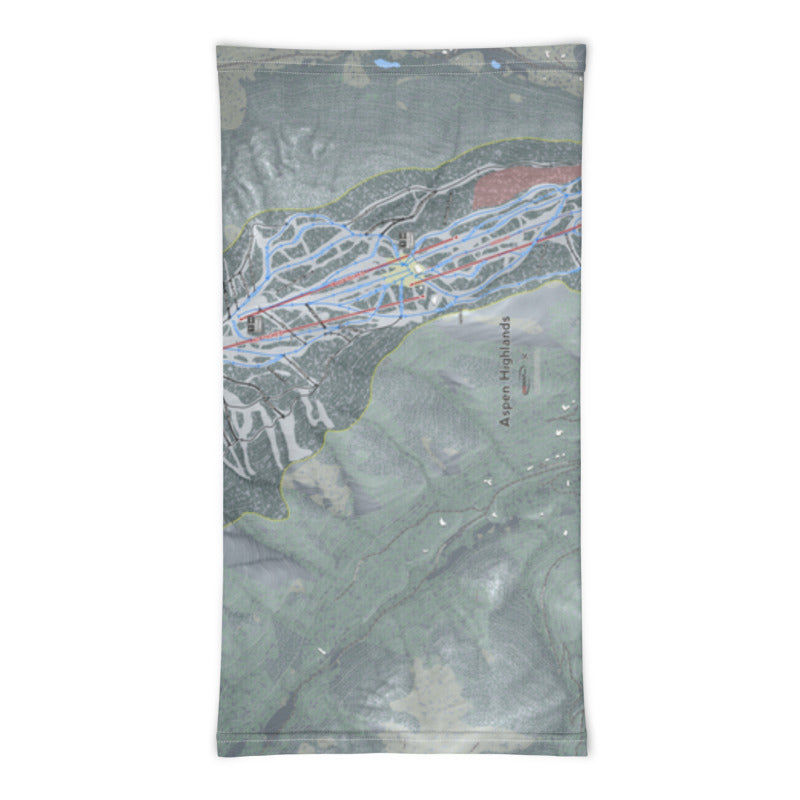 Aspen Highlands, Colorado Ski Trail Map Printed Neck Gaiter - Powderaddicts