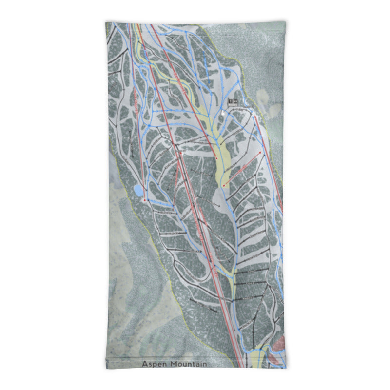 Aspen Mountain, Colorado Ski Trail Map Printed Neck Gaiter - Powderaddicts