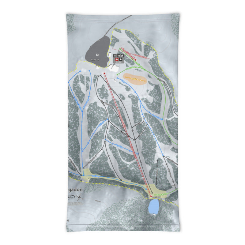 Hogadon, Wyoming Ski Trail Map Printed Neck Gaiter - Powderaddicts