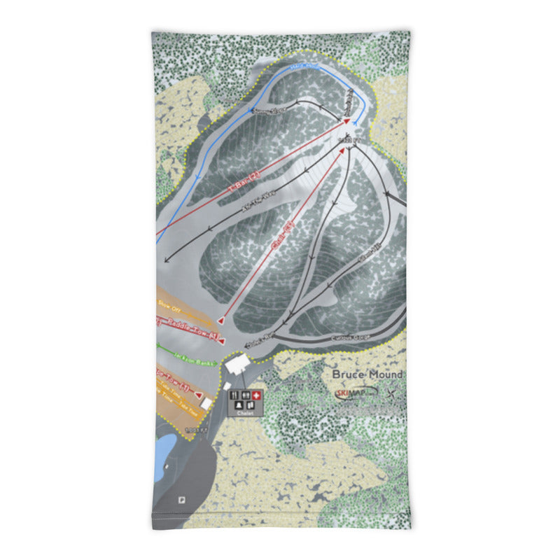 Bruce Mound, Wisconsin Ski Trail Map Printed Neck Gaiter - Powderaddicts