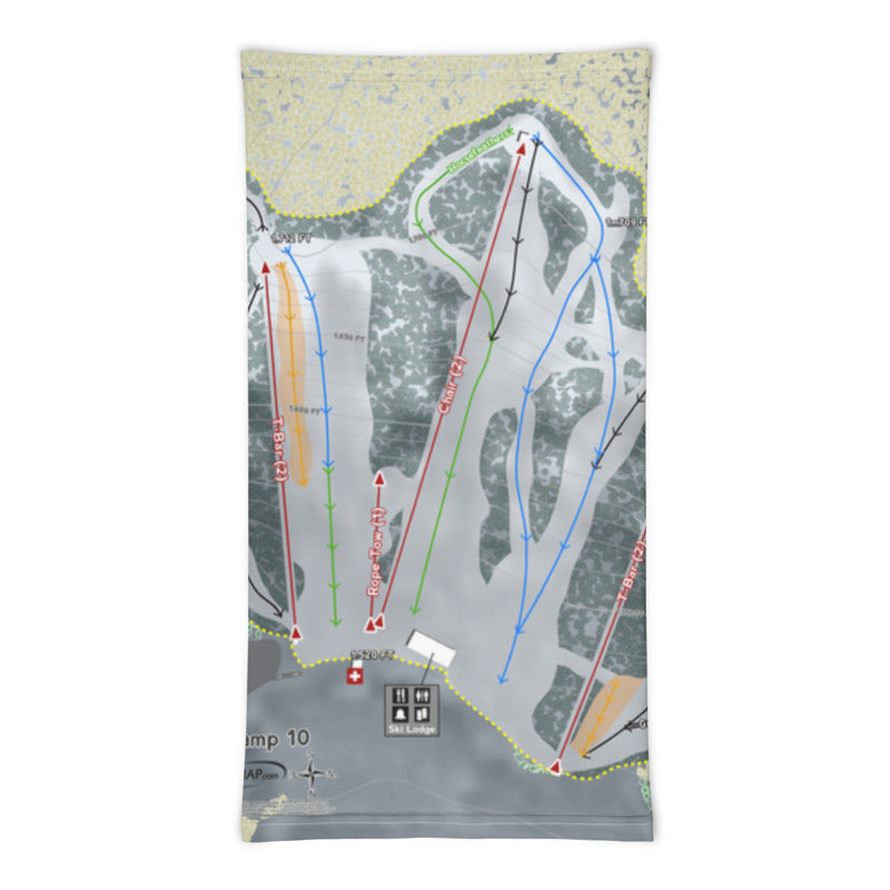 Camp 10, Wisconsin Ski Trail Map Printed Neck Gaiter - Powderaddicts