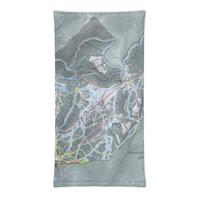 Whitefish, Montana Ski Trail Map Printed Neck Gaiter - Powderaddicts