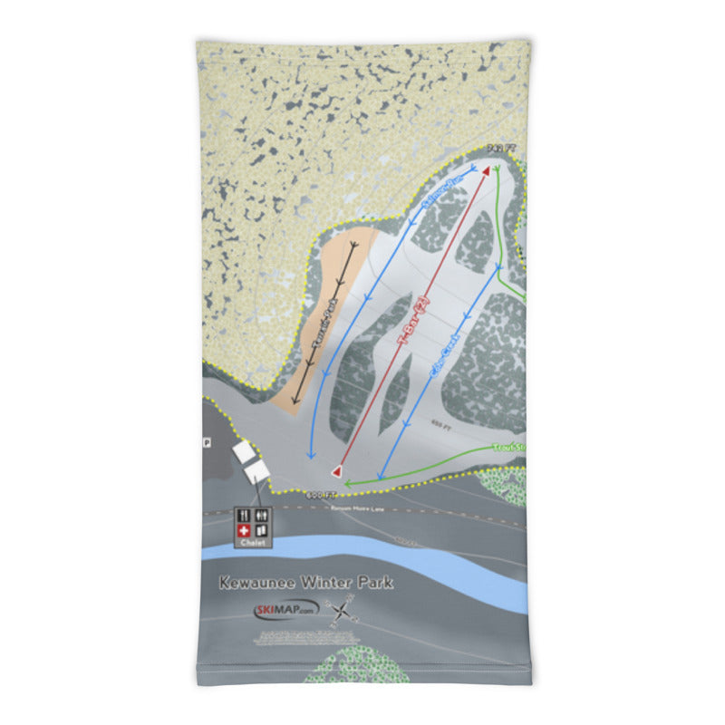 Kewaunee Winter, Wisconsin Ski Trail Map Printed Neck Gaiter - Powderaddicts