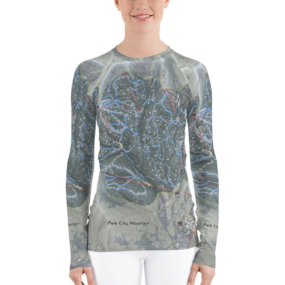 Park City, Utah Ski Trail Map Women&#39;s Base Layer Top - Powderaddicts