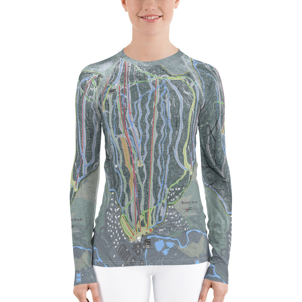 Bretton Woods, New Hampshire Ski Trail Map Women&#39;s Base Layer Top - Powderaddicts