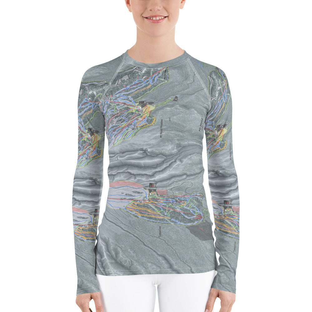 Mt Hood, Oregon Ski Trail Map Women&#39;s Base Layer Top - Powderaddicts