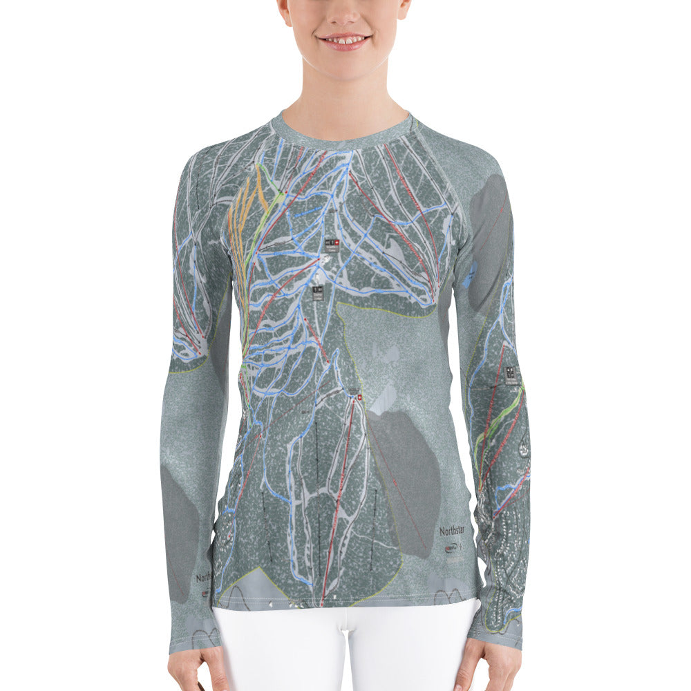 Northstar, California Ski Trail Map Women&#39;s Base Layer Top - Powderaddicts