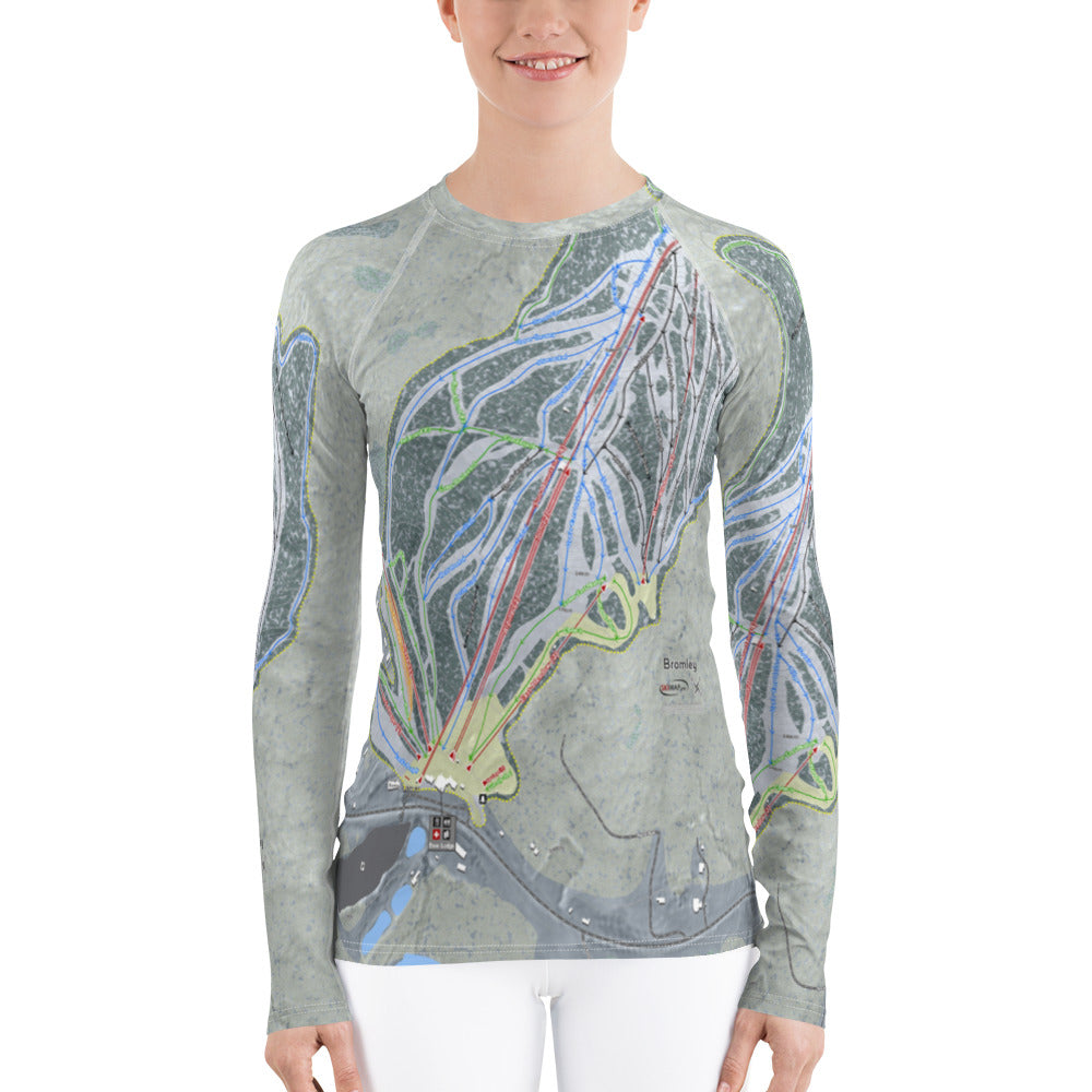 Bromley, Vermont Ski Trail Map Women&#39;s Base Layer Top - Powderaddicts