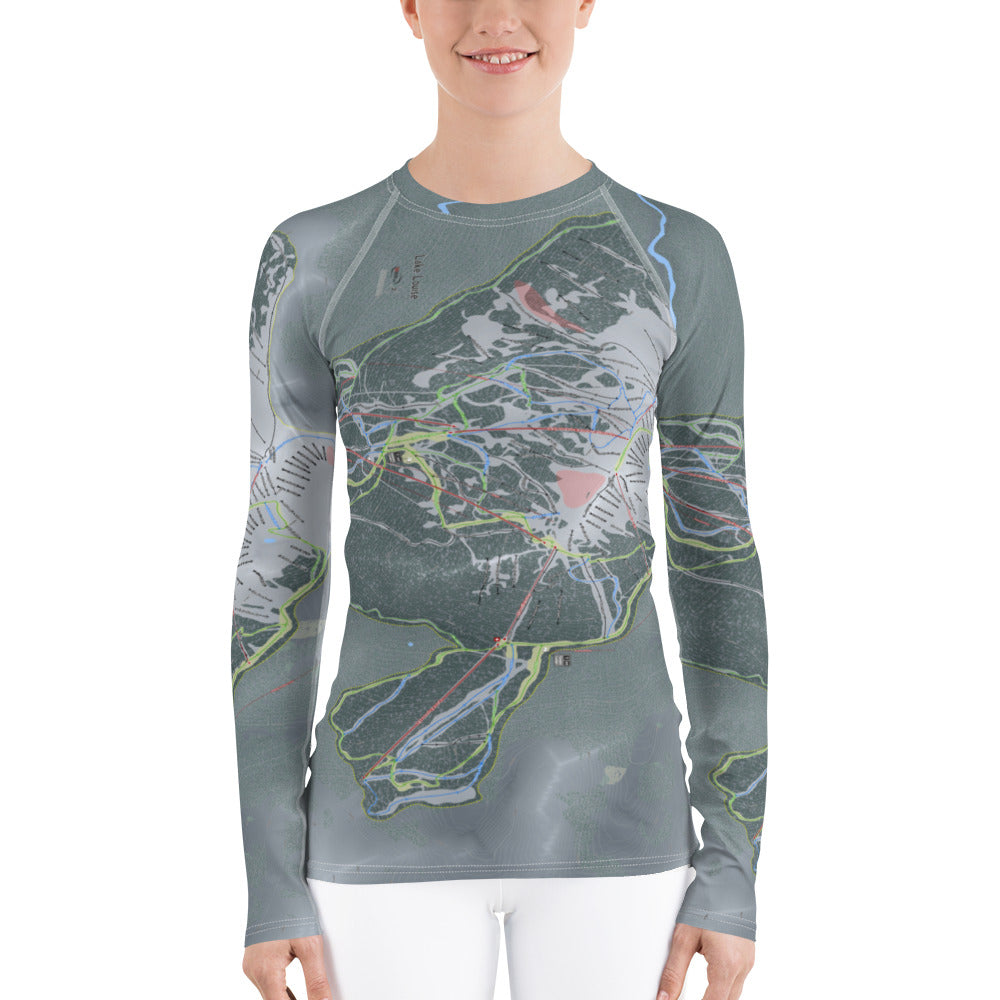 Lake Louise, Alberta Ski Trail Map Women&#39;s Base Layer Top - Powderaddicts