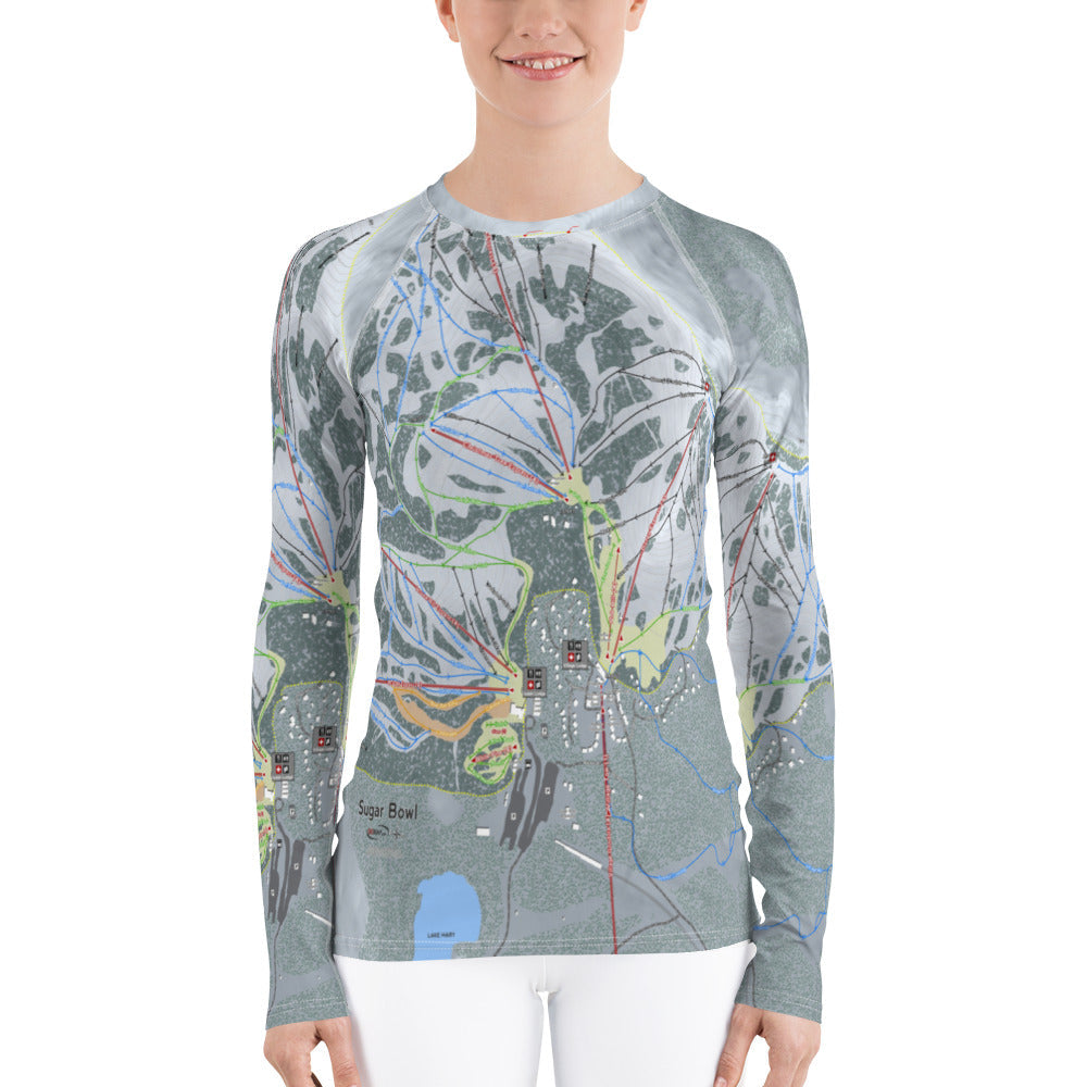 Sugar Bowl, California Ski Trail Map Women&#39;s Base Layer Top - Powderaddicts