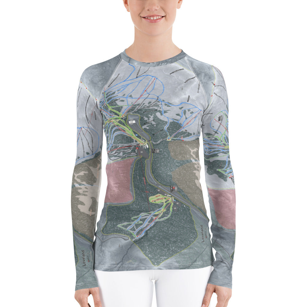 Loveland, Colorado Ski Trail Map Women&#39;s Base Layer Top - Powderaddicts