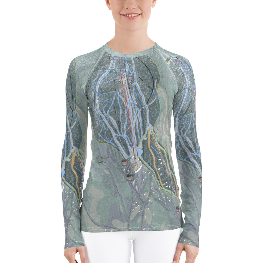 Burke Mountain, Vermont Ski Trail Map Women's Base Layer Top - Powderaddicts