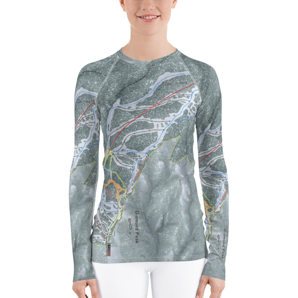 Diamond Peak, Nevada Ski Trail Map Women&#39;s Base Layer Top - Powderaddicts