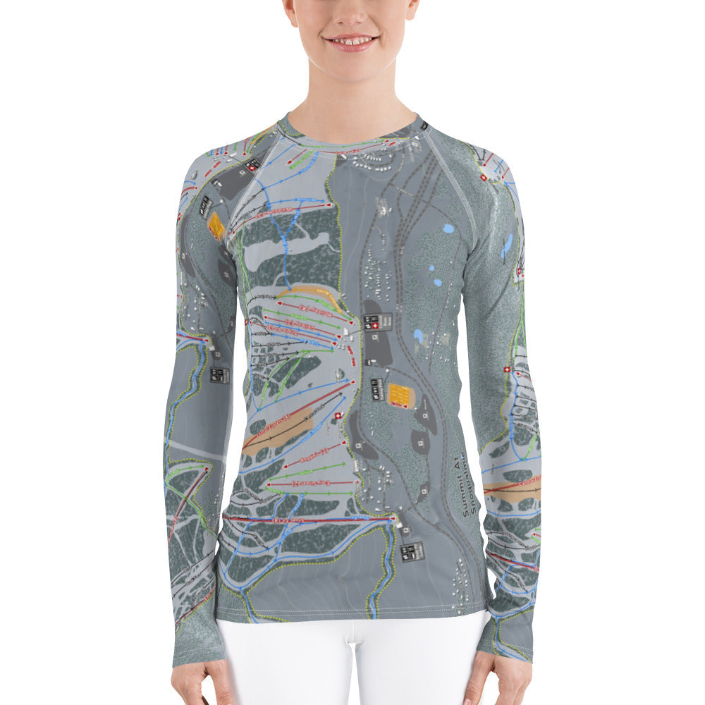 Summit At Snoqualmie, Washington Ski Trail Map Women&#39;s Base Layer Top - Powderaddicts