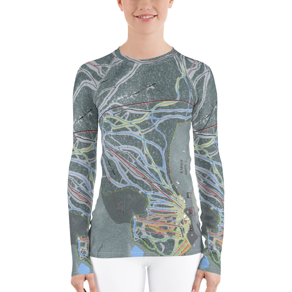 Eldora, Colorado Ski Trail Map Women&#39;s Base Layer Top - Powderaddicts