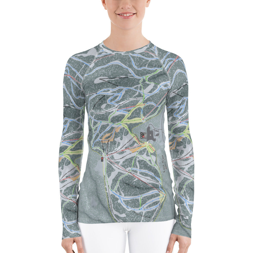 Lost Trail, Montana Ski Trail Map Women&#39;s Base Layer Top - Powderaddicts