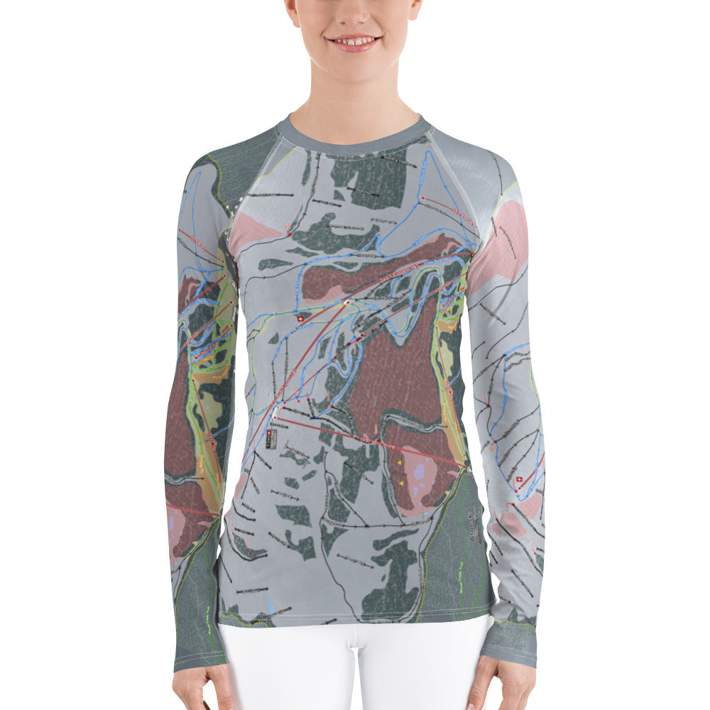 Alyeska, Alaska Ski Trail Map Women&#39;s Base Layer Top - Powderaddicts