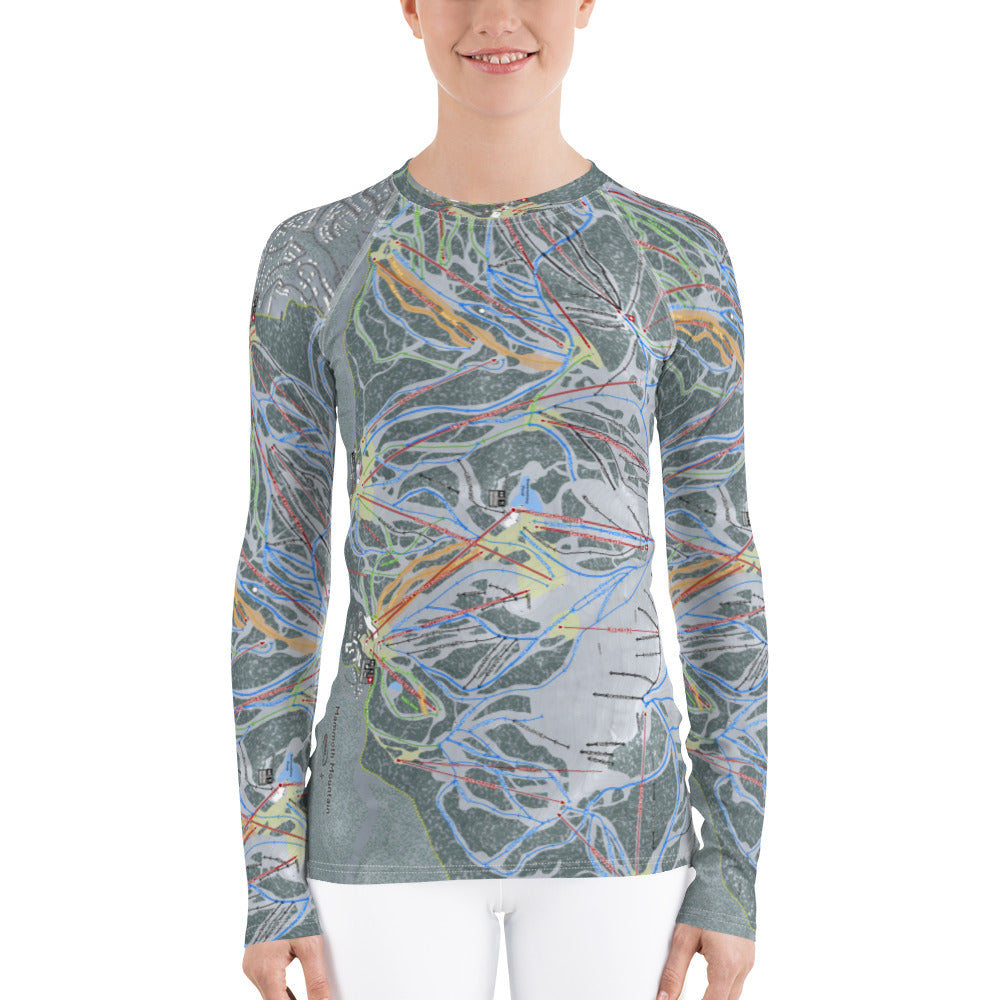 Mammoth Mountain, California Ski Trail Map Women's Base Layer Top - Powderaddicts