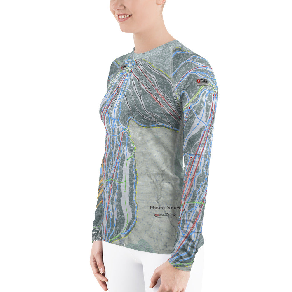 Mount Snow, Vermont Ski Trail Map Women's Base Layer Top - Powderaddicts