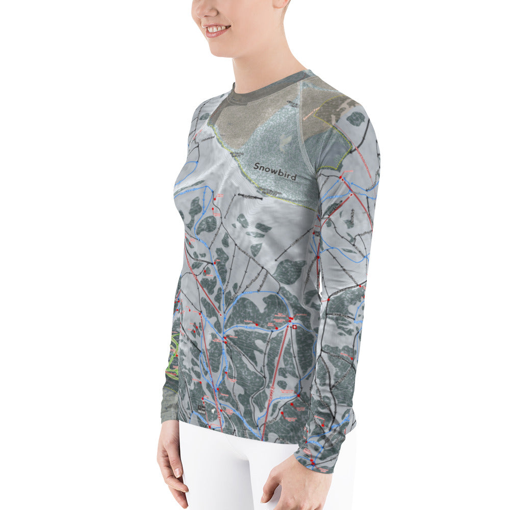 Snowbird, Utah Ski Trail Map Women's Base Layer Top - Powderaddicts