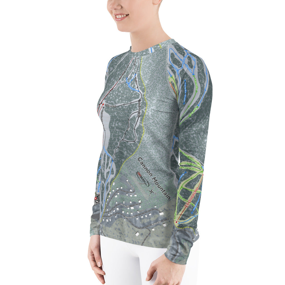 Cannon Mountain, New Hampshire Ski Trail Map Women's Base Layer Top - Powderaddicts