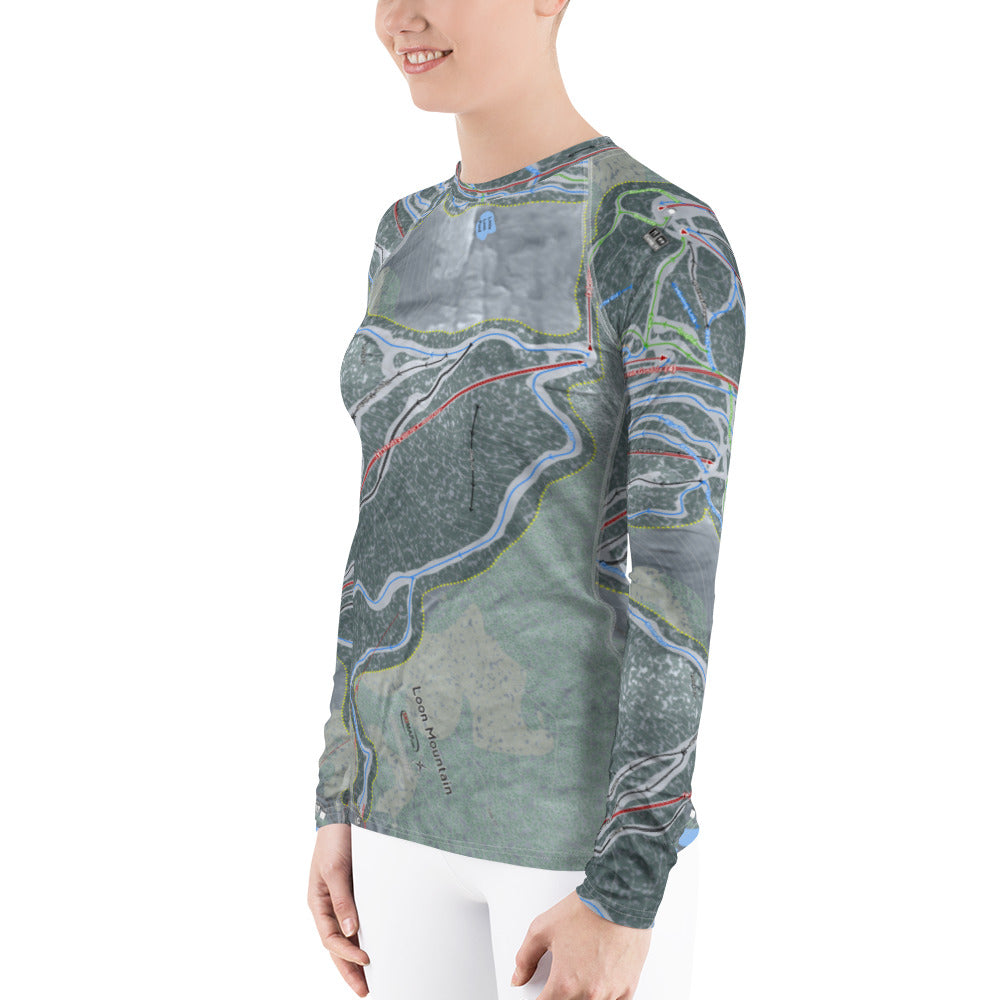 Loon Mountain, New Hampshire Ski Trail Map Women's Base Layer Top - Powderaddicts