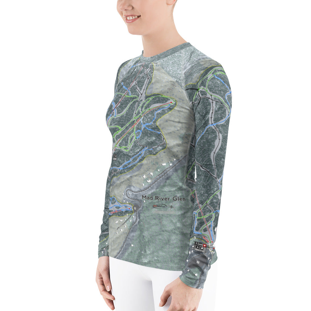 Mad River Glen, Vermont Ski Trail Map Women's Base Layer Top - Powderaddicts