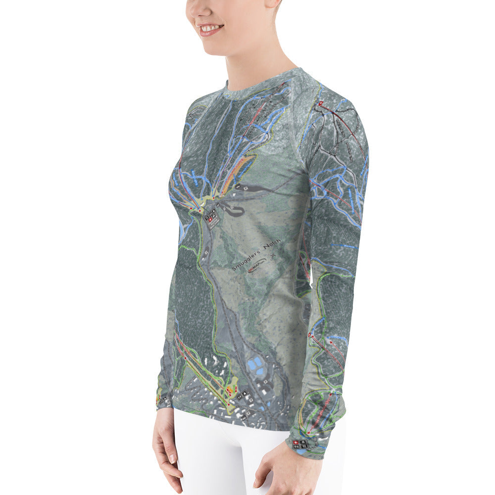 Smuggler's Notch, Vermont Ski Trail Map Women's Base Layer Top - Powderaddicts