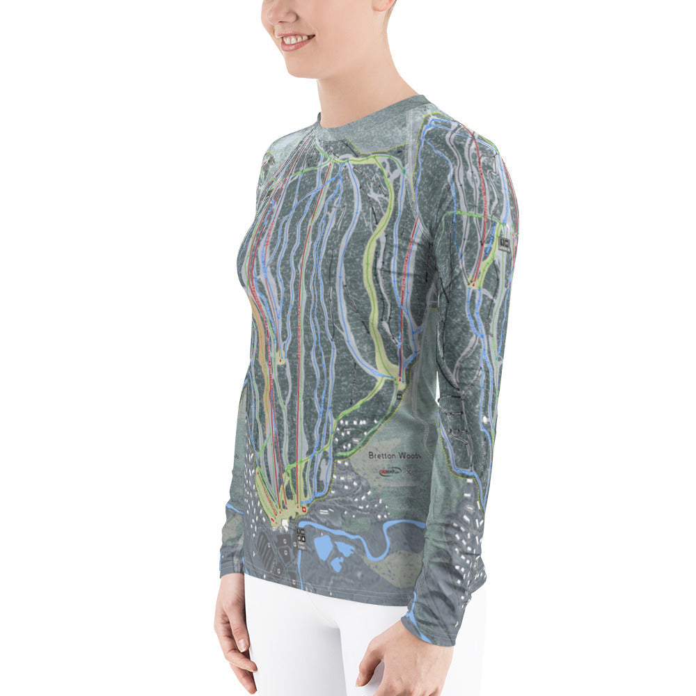 Bretton Woods, New Hampshire Ski Trail Map Women's Base Layer Top - Powderaddicts