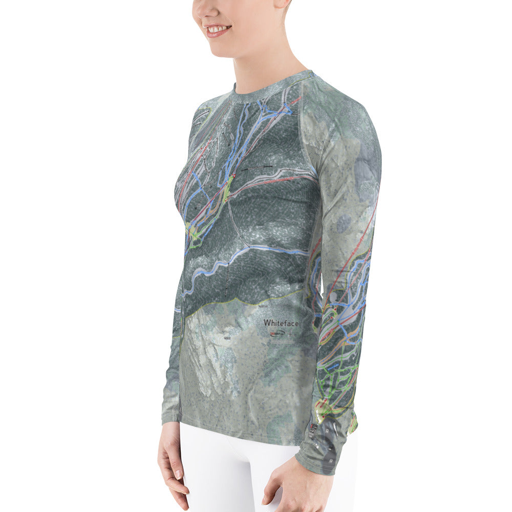 Whiteface, New York Ski Trail Map Women's Base Layer Top - Powderaddicts