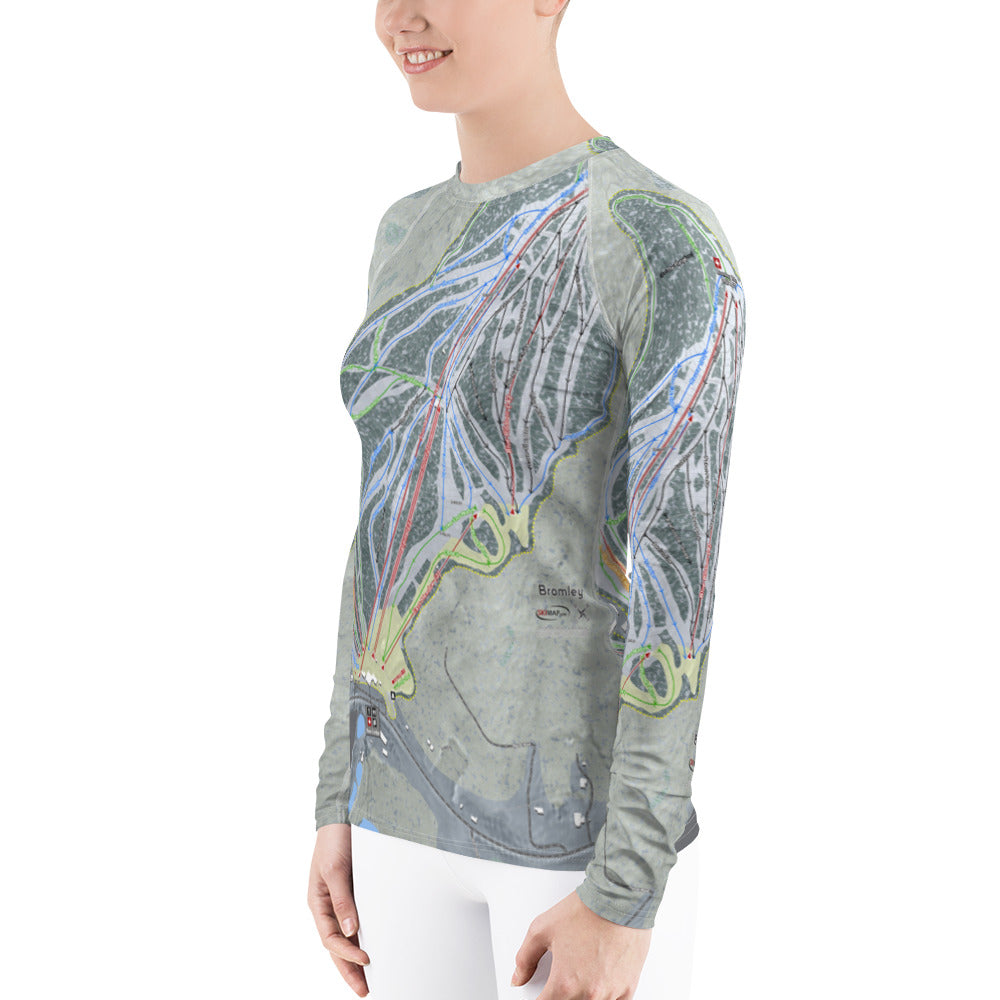 Bromley, Vermont Ski Trail Map Women's Base Layer Top - Powderaddicts