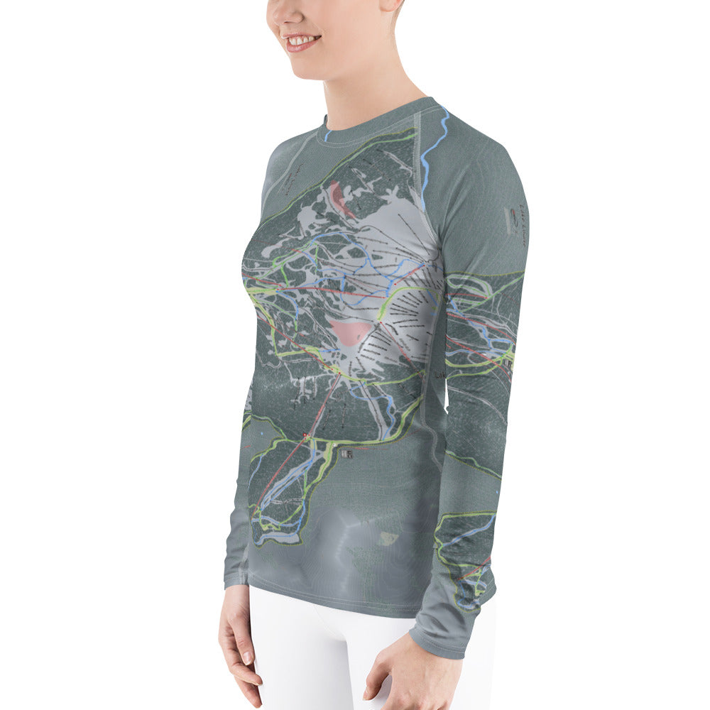 Lake Louise, Alberta Ski Trail Map Women's Base Layer Top - Powderaddicts