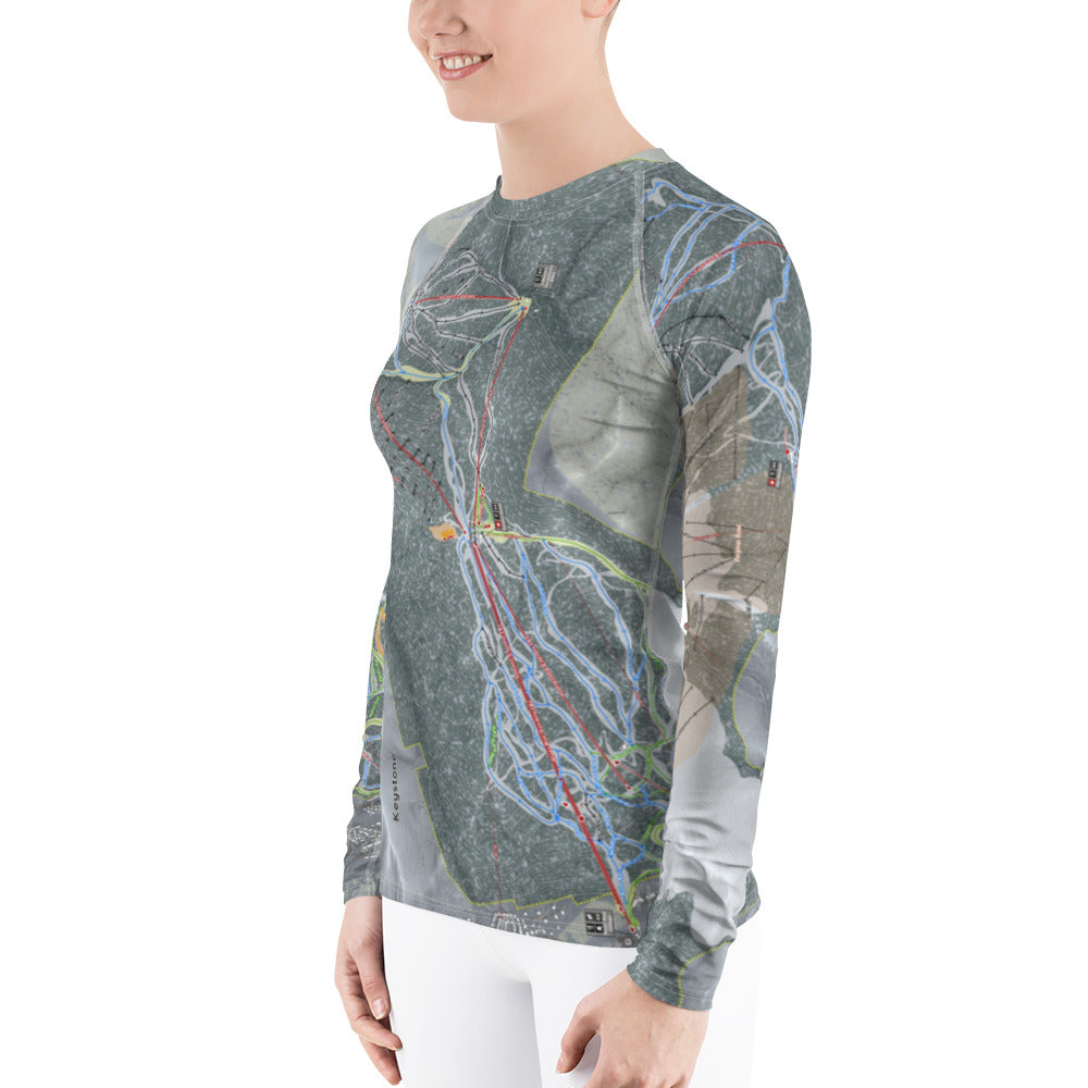 Keystone, Colorado Ski Trail Map Women's Base Layer Top - Powderaddicts